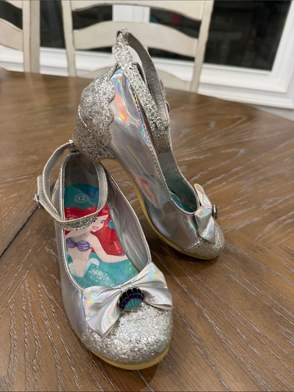Disney Silver Holographic Glitter Mary Jane Dress Shoes